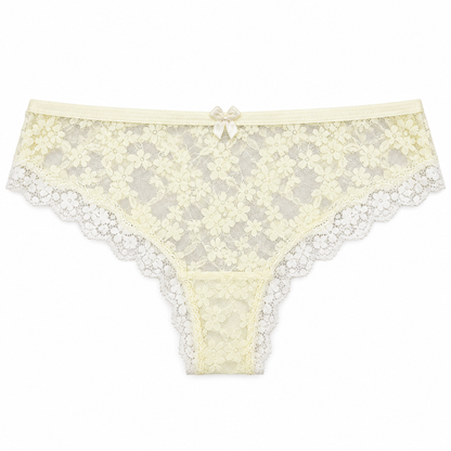 Panty Femenino de Corte Brasilero Dama Pecado Dulce Fondo Entero En Blonda