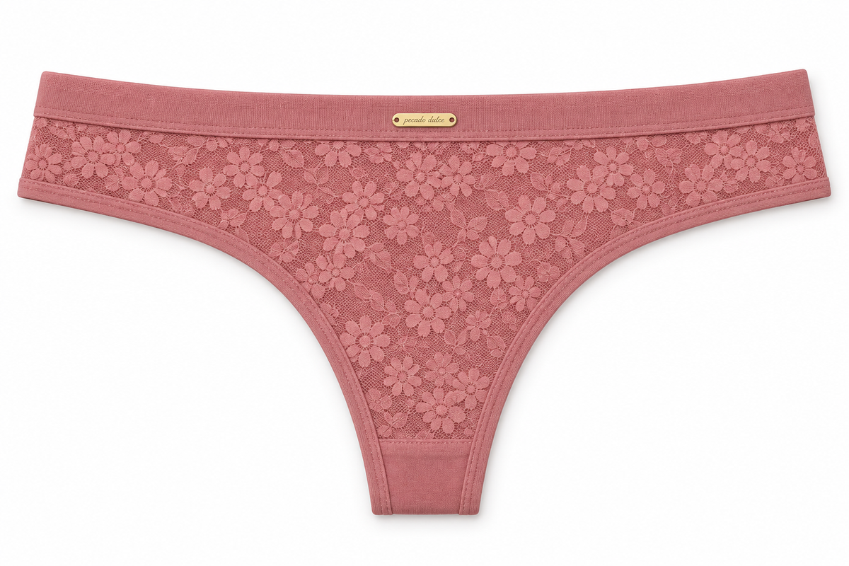 Panty Femenino de Corte Brasilero Dama Pecado Dulce Fondo Entero Microfibra Y Blonda
