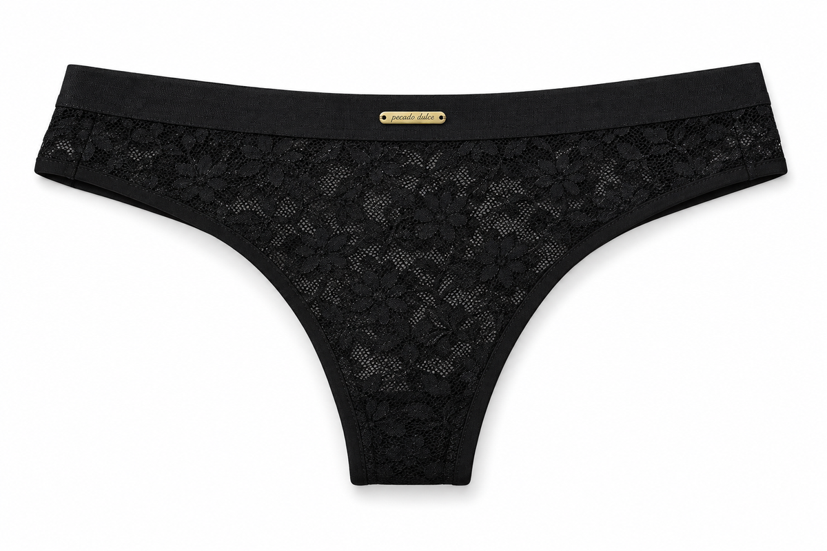 Panty Femenino de Corte Brasilero Dama Pecado Dulce Fondo Entero Microfibra Y Blonda