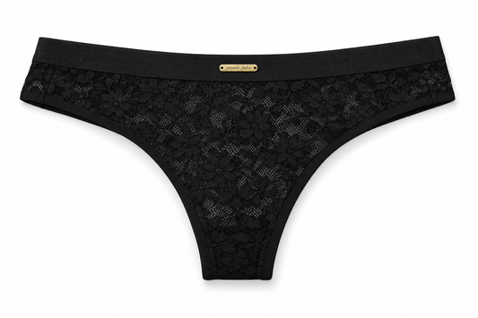 Panty Femenino de Corte Brasilero Dama Pecado Dulce Fondo Entero Microfibra Y Blonda