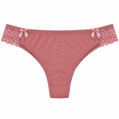 Panty Femenino de Corte Brasilero Dama Pecado Dulce Fondo Entero En Algodón y Encaje