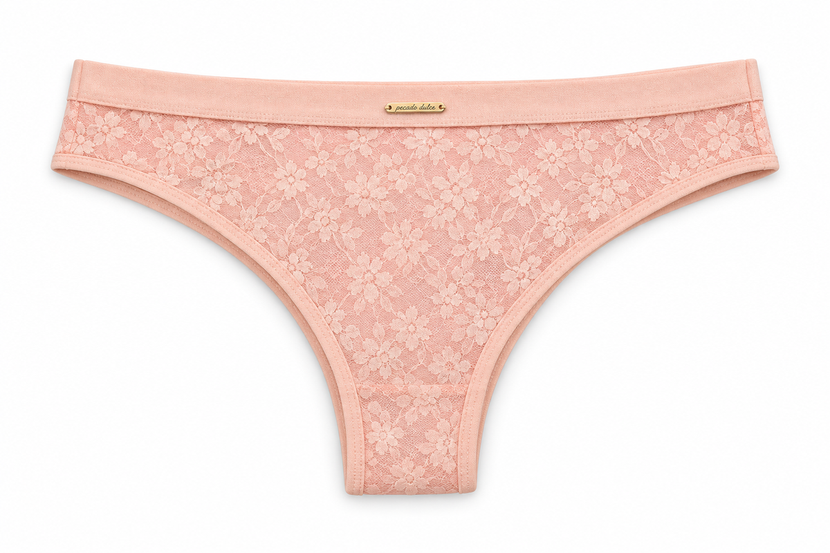 Panty Femenino de Corte Brasilero Dama Pecado Dulce Fondo Entero Microfibra Y Blonda