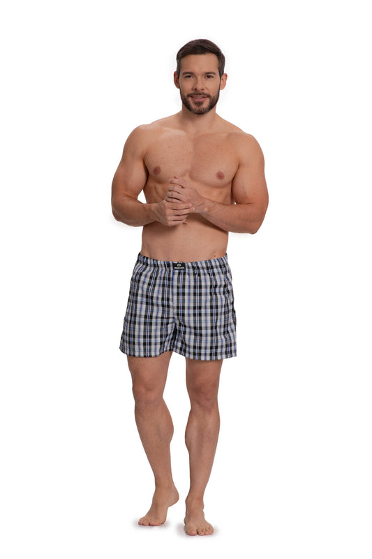 Bóxer Pijamero con Bóxer Interior Brio Hombre Cuadros Largo
