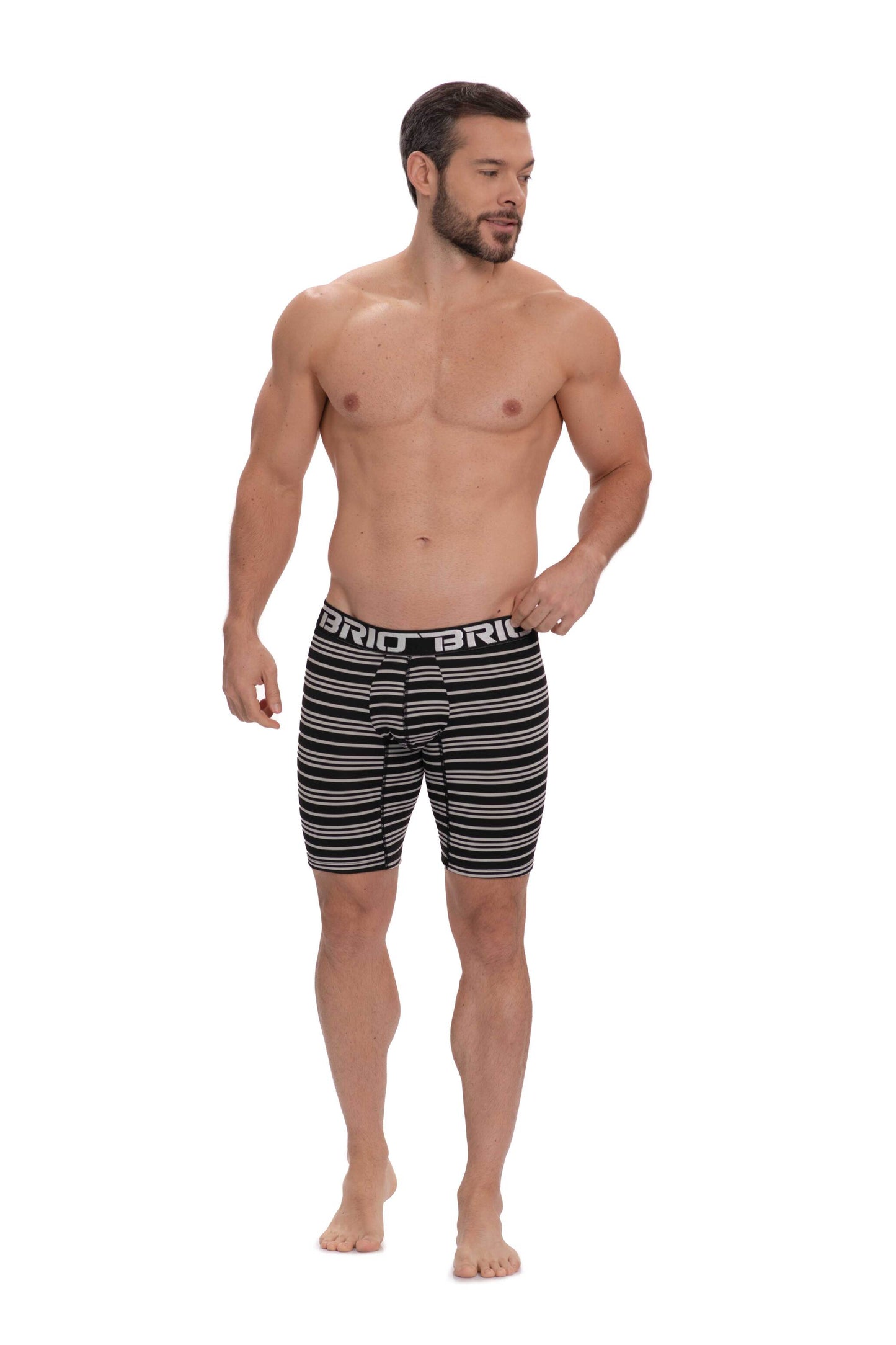 Bóxer Brio Hombre Microfibra Rayas Largo