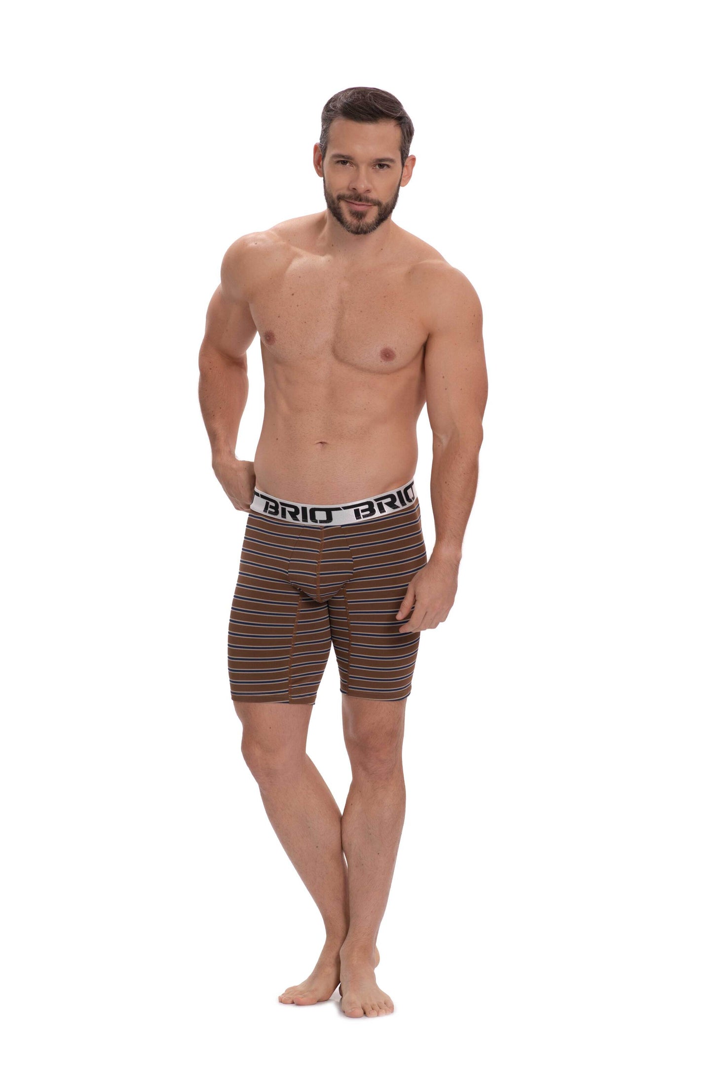 Bóxer Brio Hombre Microfibra Rayas Largo