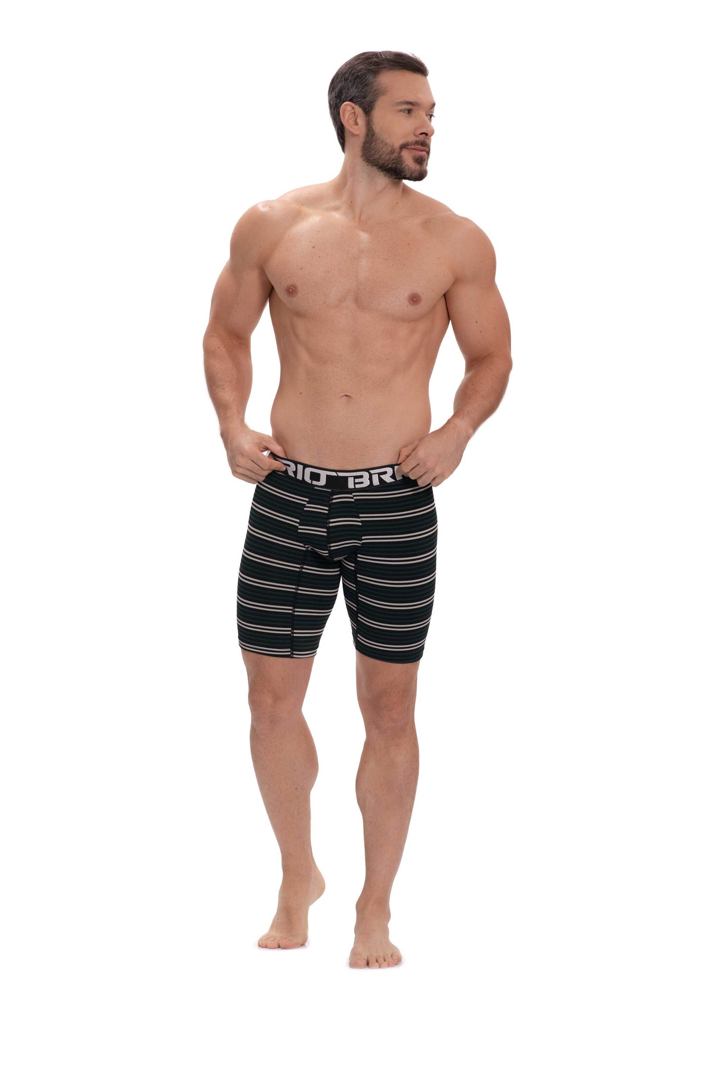 Bóxer Brio Hombre Microfibra Rayas Largo