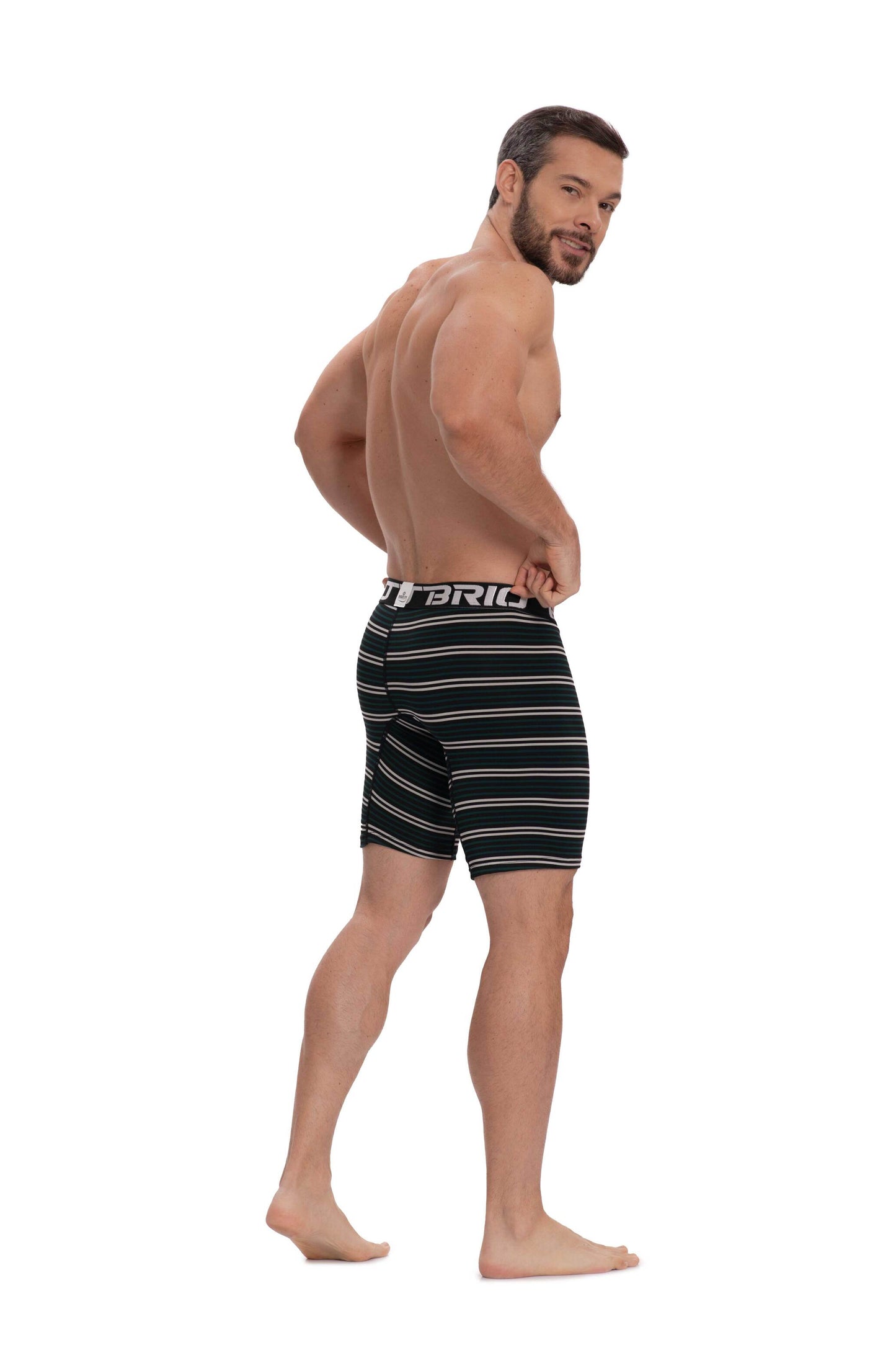 Bóxer Brio Hombre Microfibra Rayas Largo